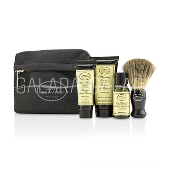 THE ART OF SHAVING Starter Kit - Unscented: Pre Shave Oil + Shaving Cream + After Shave Balm + Brush + Bag